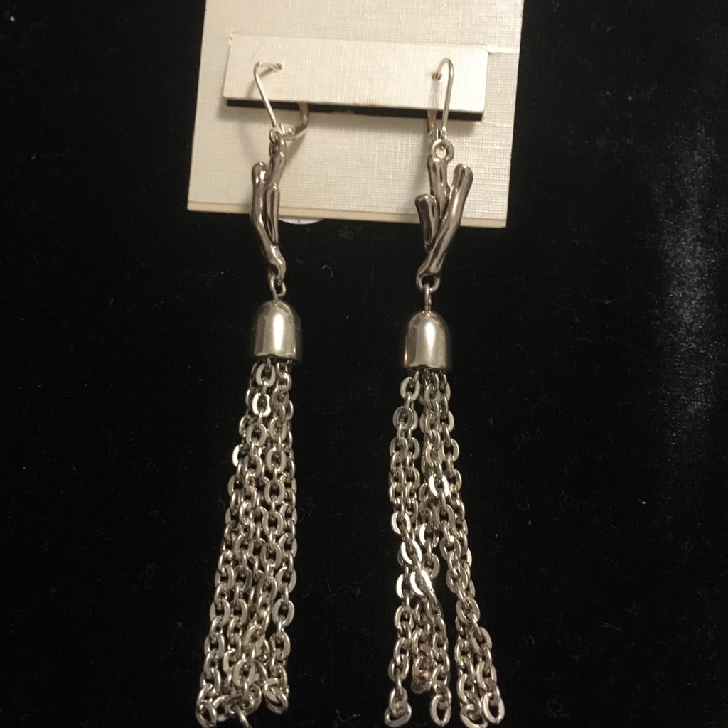 Tahari Silver Tassle Earrings